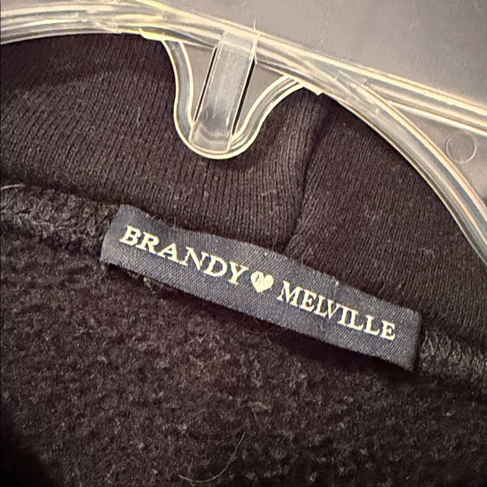 Brandy Melville Black Hoodie with Swiss Flag Design Embroidered Oversized B.M. - Picture 5 of 8